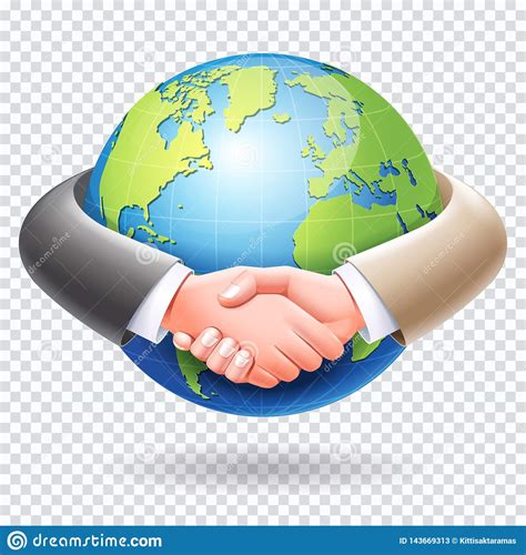 Business People Handshake Around The World Globe Earth Background Stock