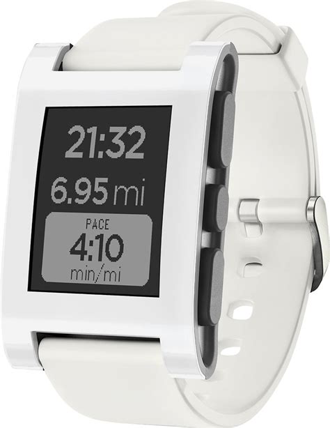 Best Buy Pebble Smartwatch 33mm Plastic White Silicone 301wh