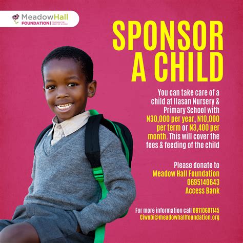 Sponsor A Child Project Meadow Hall Foundation