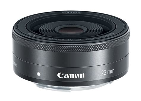 Lens width is 0.9 in, or slightly wider than a u.s. Canon EF-M 22mm f/2 STM Pancake Lens