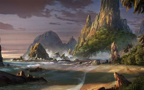 Waqas Mallick Rock Art Beach Landscape Fantasy World Wallpapers