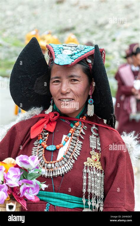 Portrait Of A Ladakhi Woman In Traditional Attire During Ladakhi