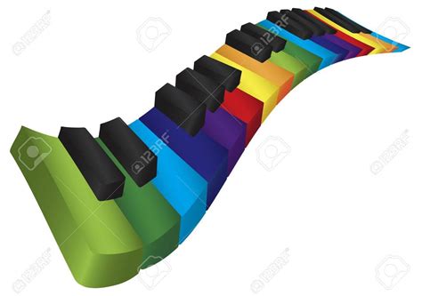Piano Wavy Keyboard With Rainbow Colors Keys In 3d Isolated On White