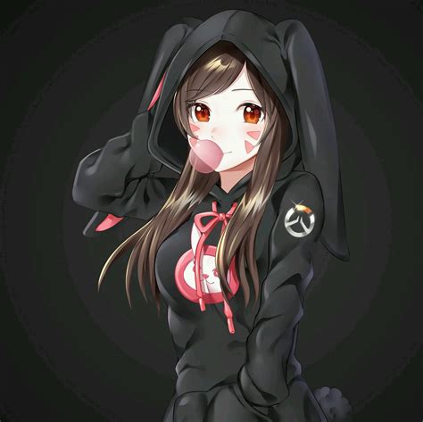 Anime Girl Wearing A Hoodie Android Red