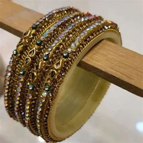 Golden Party Wear Brass Bangle Set Size 6inch 4 Piece At Rs 350set In Jaipur