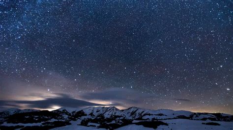 Sky Full Of Stars Snowy Mountains 4k