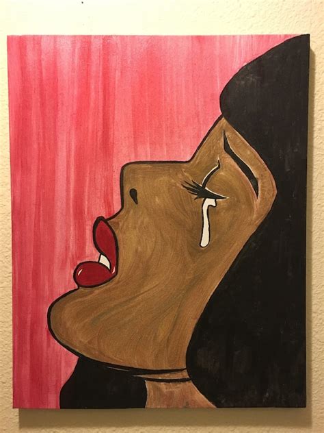 Crying Black Woman Painting