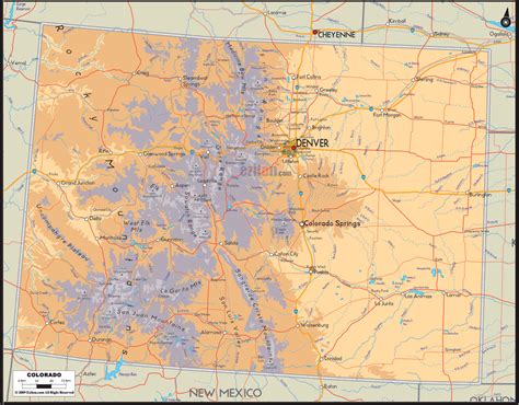 Physical Map Of Colorado State Ezilon Maps