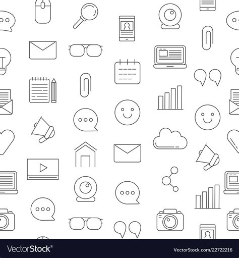Line Blog Icons Pattern Or Background Royalty Free Vector