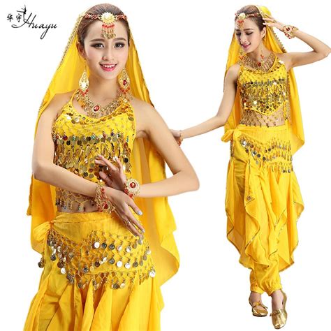 Belly Dance Pants Suit Multicolor Oriental Dance Bollywood Costume 4pcs
