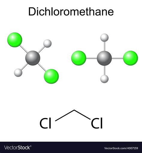 Structural Chemical Model Dichloromethane Vector Image