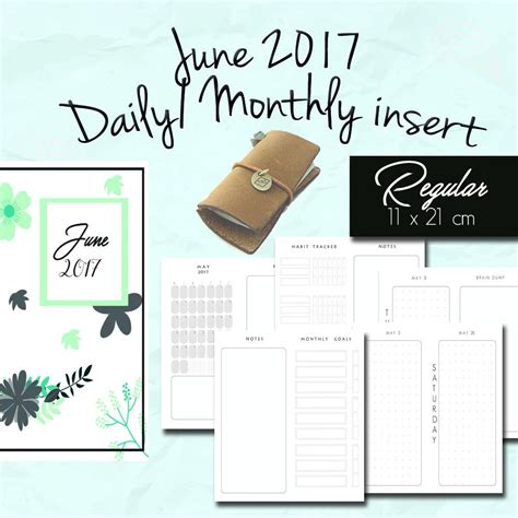 Regular Insert June Daily Planner Monthly Planner Travelers