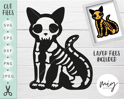Cat Skeleton Svg Clip Art And Image Files Papercraft Pe