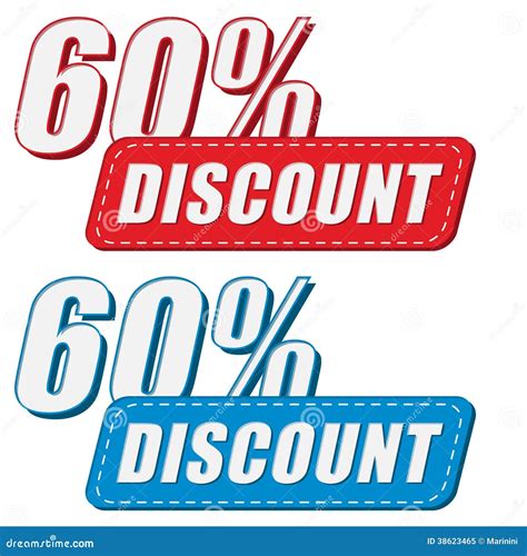 60 Percentages Discount Flat Design Labels Stock Illustration