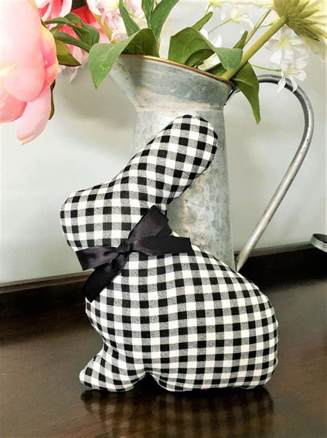 Black And White Check Fabric Easter Bunny Buffalo Check Etsy In 2021