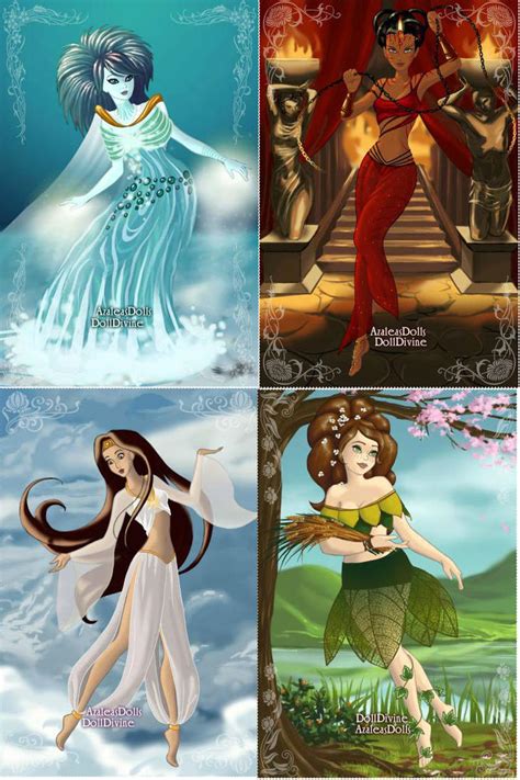 The Four Element Queens By Katerinaaqu On Deviantart