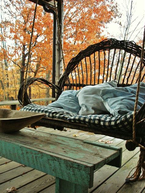 We arrived separately, parked in the adjacent parking structure, and walked over with masks. Wicker porch swing | Porch swing, Rustic porch swing ...