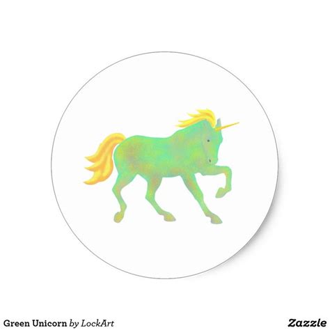 Green Unicorn Classic Round Sticker Round Stickers