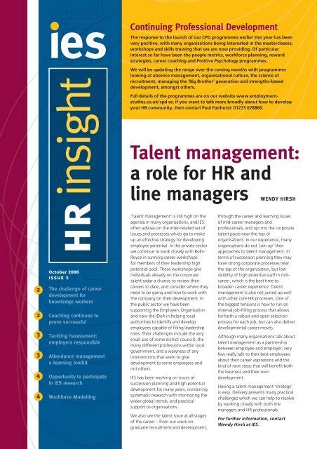 Ies Hr Insight No 5 The Institute For Employment Studies