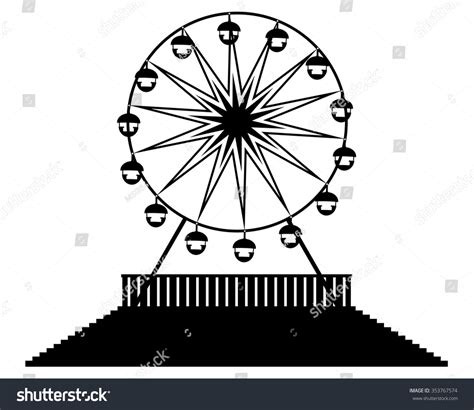 Black Silhouette Ferris Wheels Stair Fence Stock Vector Royalty Free