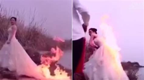 Woman Lets Photographer Set Her Wedding Dress On Fire For Perfect Photo