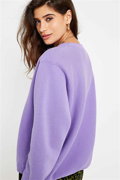 Shop tees, hoodies, socks & more now! Champion Cotton Script Logo Violet Crew Neck Sweatshirt in ...