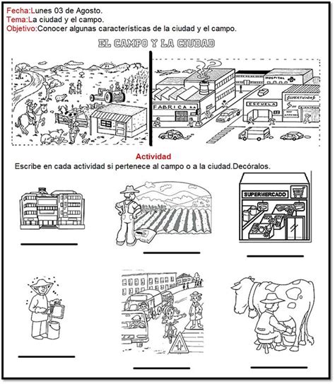 La Ciudad Y El Campo Actividades De Ense Anza Cuaderno De Lectoescritura Libro De Sociales