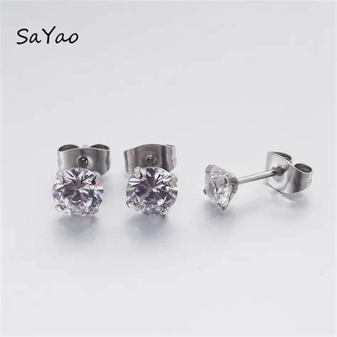 Pair Surgical Stainless Steel Stud Earring Clear Crystal Tragus Earrings Cubic Zirconia Love