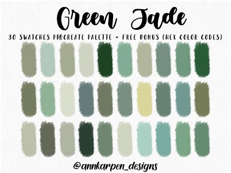 Jade Procreate Color Palette Swatches For Ipad And