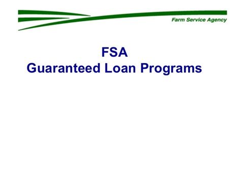 Fsa Farm Loan Programs