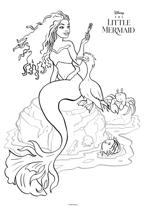 The Little Mermaid movie 2023 coloring pages with Ariel Halle Bailey