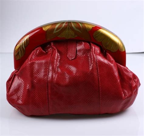 Zushi Handpainted Red Snake Clutch For Sale At 1stdibs