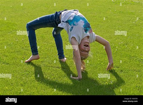 Girl Doing A Backbend Stock Photo Alamy