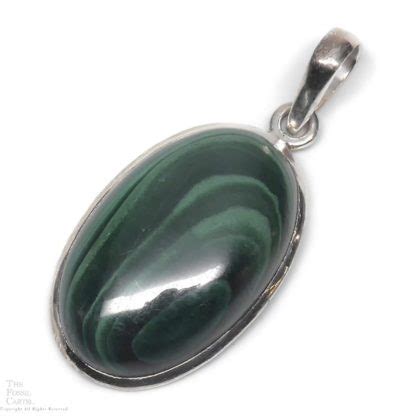 Malachite Oval Sterling Silver Pendant The Fossil Cartel