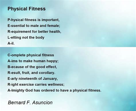 Physical Fitness Physical Fitness Poem By Bernard F Asuncion