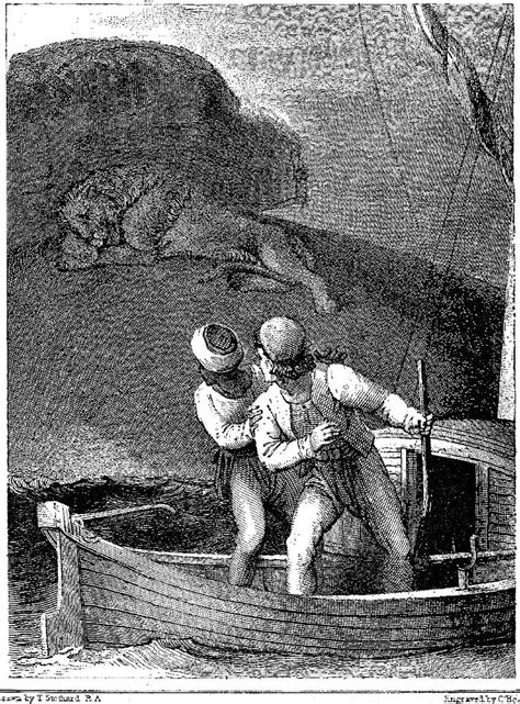 Thomas Stothards Robinson Crusoe And Xury Alarmed At The Sight Of A Lion For Defoes