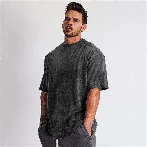 Plain Oversized T Shirt Men Gym Bodybuilding And Fitness Loose Casual