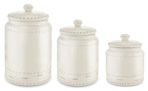 Kovot 3 Piece Ceramic Canister Set With Air Sealed Lids Ivory White