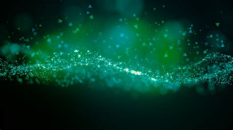 Cinematic Green Glowing Moving Particles With Floating Lights Magical