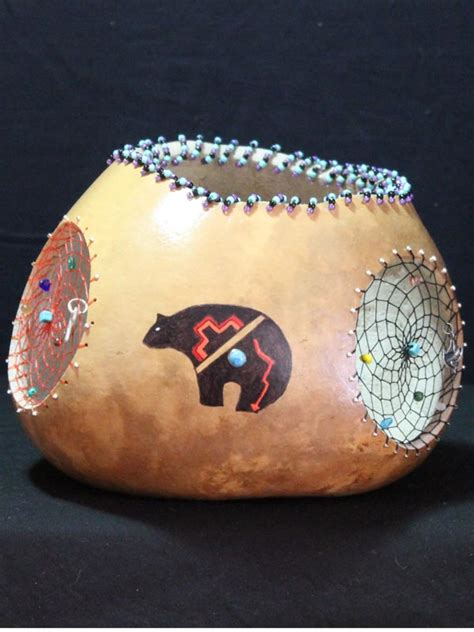 Native American Bear Gourd Pot Sands Handcrafted Arts And Ts