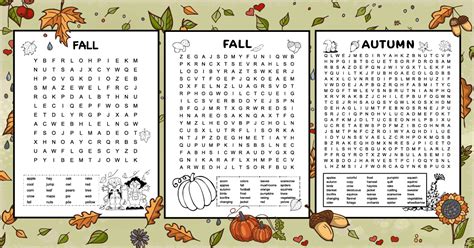 Printable Fall Word Searches