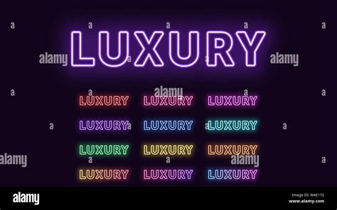 Neon Text Luxury Expressive Title Set Of Glowing Word Luxury In Neon