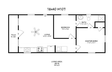 16x40 1 Bedroom Cabin Floor Plans Ruivadelow