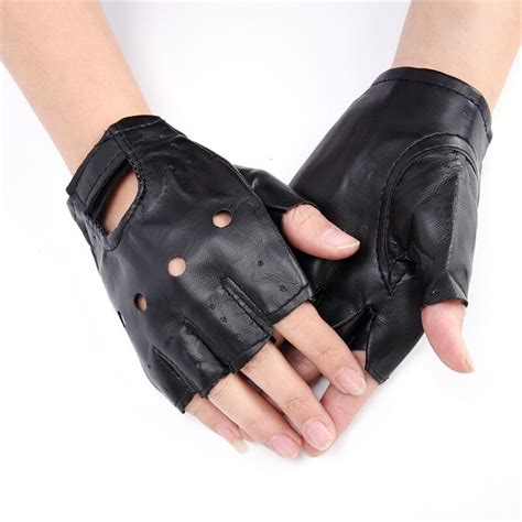 1 Pair Female Half Finger Driving Gloves Pu Leather Fingerless Gloves
