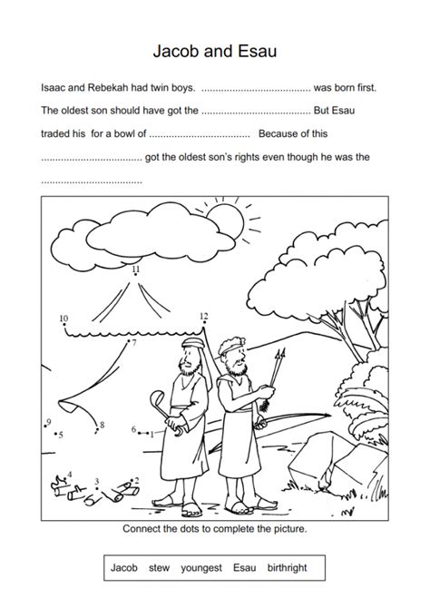 A clipart bundle based on the biblical account of jacob and esau thats great for including in invitations, cardmaking, scrapbooking, handmade stationery, web design, and more or for use in teaching children about the scriptures. 9. Jacob & Esau- Worksheets and Coloring Pages | Bible ...