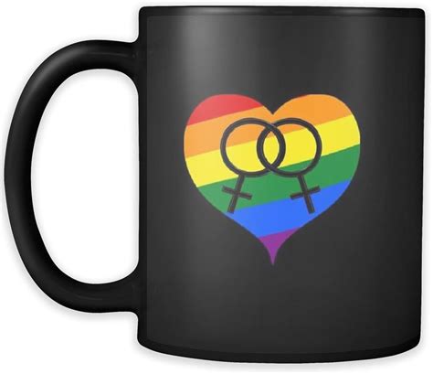 Gay Women Gay Pride Heart Coffee Mug Pride Flag Colored Heart Women Symbols Gay Females Lgbtq