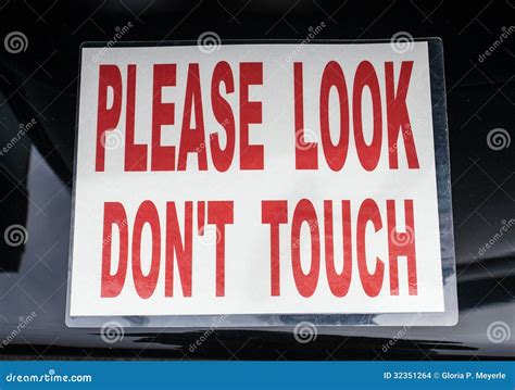 Please Look Dont Touch Sign Stock Photo Image Of Public Window