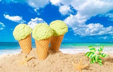 Wallpaper Sand Beach Summer Ice Cream Summer Beach Horn Sea