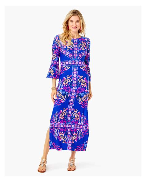 Lilly Pulitzer Womens Pomona Maxi Dress In Blue Size Large Absolute