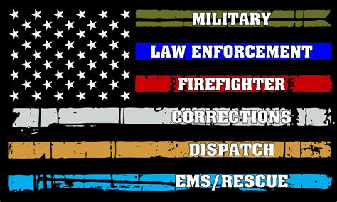 Thin Blue Line Police Fire Military Dispatch Rescue Exterior Flag